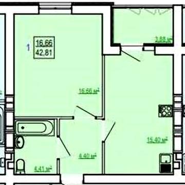 Квартира  ЖК Сказка-Лучшая 1-комнатная 42м2 с кухней 12м2 ВАРИАНТЫ ЖК Сказка