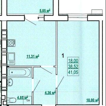 Квартира 1-комнатная Сказка-Лучшая планировка и цена за 41м2 ЖК Сказка