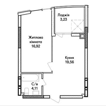 Продаж просторої 1к квартири (43.82м2) РОЗТЕРМІНУВАННЯ до 48м