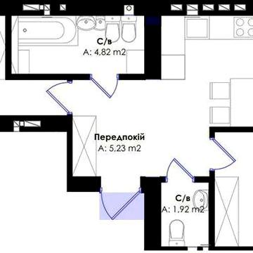 2-к з кухнею 18м2. Газове опалення. Центральний парк