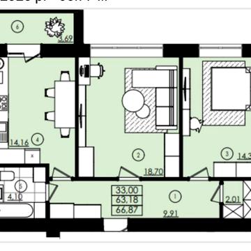 2К 66м.кв жк Вишневий ЖК Вишневий