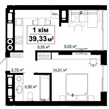 Дешева 1 - кімнатна квартири в новобудові неподалік озера