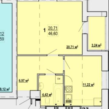 Продам большую 1 комнатную квартиру ЖК Гидропарк 46,6м2 VW ЖК Гидропарк