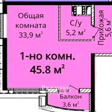 Велика 1-кімнатна 46 м² Бізнес клас Приморський район Море 52000 у.о.