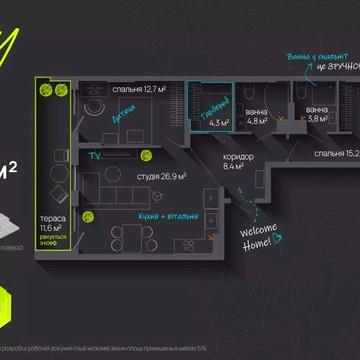 3-на квартира площею 80 м² у новому житловому комплексі City by blago ЖК City by Blago