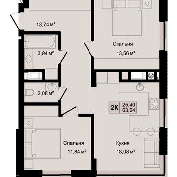 2 кім квартира маленької площі БЕЗ Комісіі ЖК Hilltop