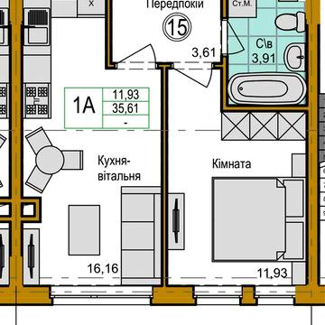 Інвестиція! 1-к квартира 35 м² у новому будинку ЖК Емоція