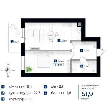 1 кім квартира, розтермінування , перший внесок 35%