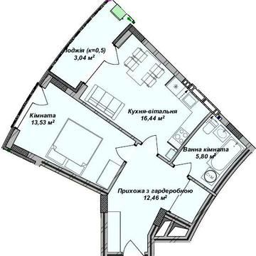 Продаж 1к квартири 52 м2 ЖК Crystal ЖК Крістал