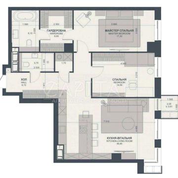 ТОП ПЛАНУВАННЯ!  Квартира 94.5 м2, ЖК TRIIINITY, 2 Будинок ЖК TRIIINITY
