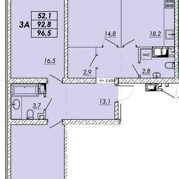 3х ком 98,30м.кв. 7эт сданный дом ЖК Прохоровский квартал комиссия 0% ЖК Прохоровский квартал.