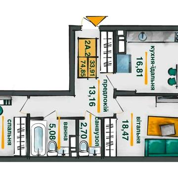БЕЗ % Продаж 2-к квартири 75,7 м2  ЖК Сирецькі Сади, Виговського 10-С ЖК Сирецькі Сади