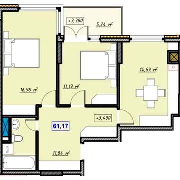 Затишна 2-кімнатна квартира з хорошим плануванням