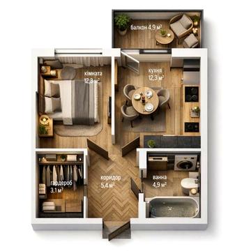 1-кімнатна 39 м² | Топ ЖК | Підземний паркінг | Розтермінування