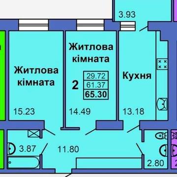 Двокімнатна квартира 65м² на середньому поверсі. Топова Інвестиція! ЖК Зіньківській 6-Б