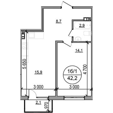 Продаж 1-к квартири 42.2 м² від забудовника біля Львова (с. Басівка) ЖК Парксайд