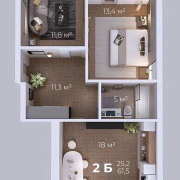 Двухкімнатна квартира 61м2 в Гранд Віллас ЖК Гранд Віллас