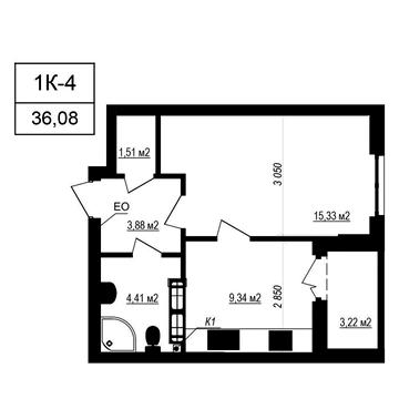 36.4 м2. 2 поверх. Квартира в готовому будинку. Власний ТЦ поруч