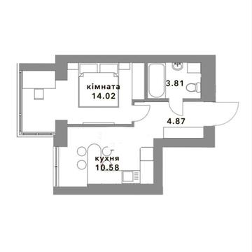 Однокімнатна квартира  в сучасному житловому комплексі .Газ
