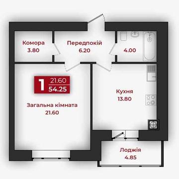Продаж 1к квартири. 55 м2. 5/10 пов. Новобудова. №12682