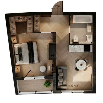 Квартира євродвушка з дизайнерським плануванням на Закарпатті ЖК Набережний квартал