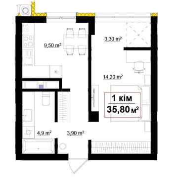 Продаж світлої 1-кім квартири 15хв до центру а