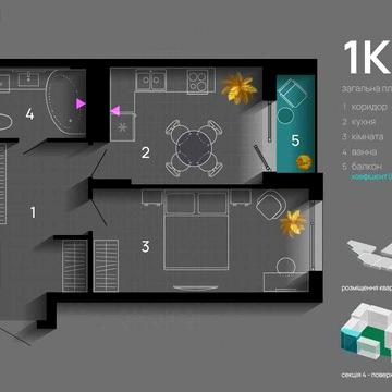Продаж 1-кім квартира з ергономічним плануванням ЖК Skygarden a ЖК Skygarden