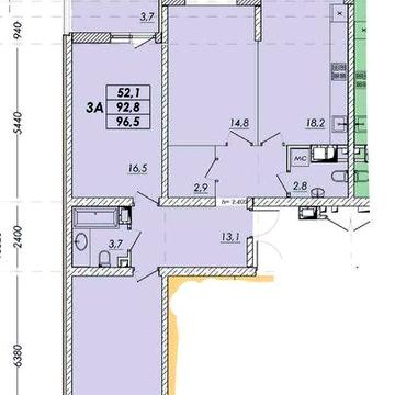 Прохоровский квартал. Дом сдан. 3 комн. 97 м. ЖК Прохоровский квартал