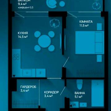Вигідно! 1 кімнатна квартира - 41 кв.м.  з розтермінуванням, газ !