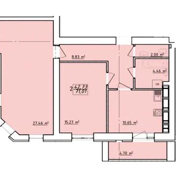 Продам 2 х к квартиру в ЖК Левада 2, 71м2, Гагарина(код 19172) ЖК Левада 2
