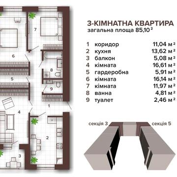 Продаж 3-кімн квартири в РОЗТЕРМІНУВАННЯ район Майзлі, вул Нова ЖК Магнолія Парк