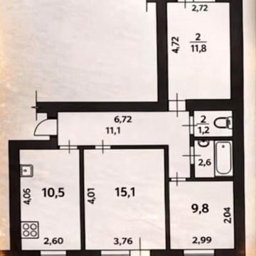 Трьохкімнатна квартира на Польовій