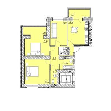 3 кім 900 м від центрального ринку 55 200$ без комісії Жк на Шептицького