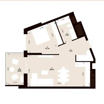 Продаж 1-кімнатної квартири 55.14м.кв.  в ЖК Marvel Hill ЖК Marvel Hill