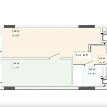 Продаж 1 кімнатної квартири 42.85 м² в ЖК Apart Hall вул Трускавецька