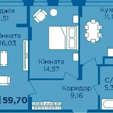 Продається 2-кімнатна квартира_ВК ЖК URBN