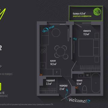 1-кімнатна квартира, ЖК City by blago ЖК City by blago