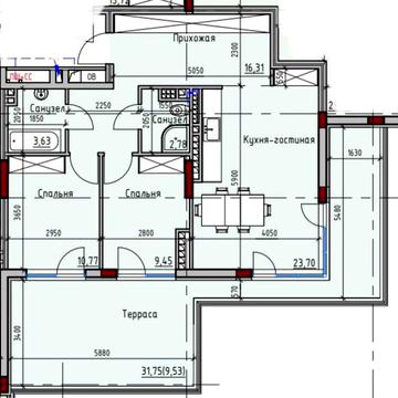 ПРОДАЖА 2-к с террасой в Пространство на Дачной ЖК Пространство на Дачной