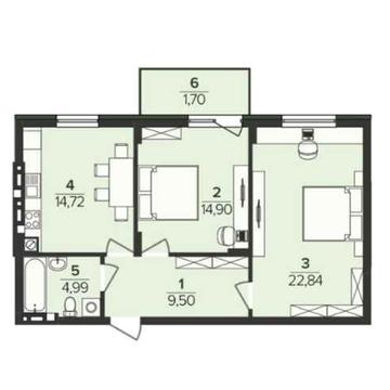 Продаж 2кім, 68.65м², ЖК Південний Deluxe, розтемінування, 970$ ЖК Південний Deluxe