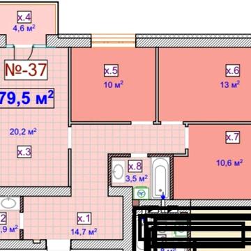 Трикімнатна квартира , Центральний парк