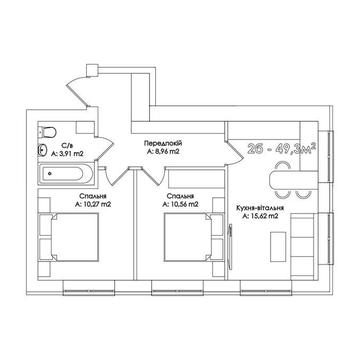 Двух кімнатна квартира . Центр міста