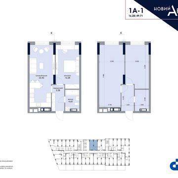 Однокімнатна квартира в ЖК Новий Автограф в другому будинку 50,5м2 ЖК Новий Автограф