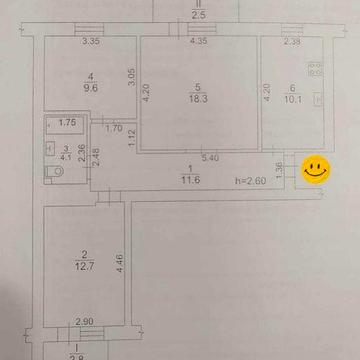 Продаж 3к квартири 72 кв.м. Центр.