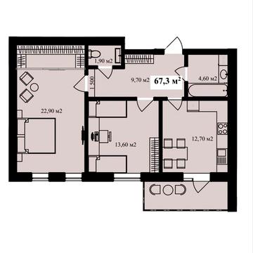 2 кімнатна квартира на етапі будівництва