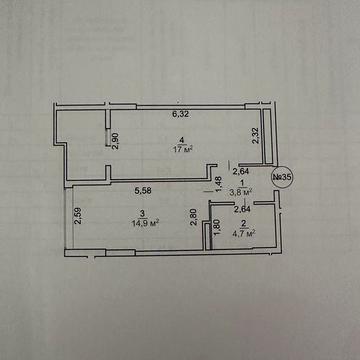1 кімнатна квартира 45,6м кв ПЗР