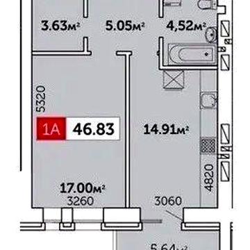 1 кімнатна квартира | 47 м.кв | Переуступка ЖК Гвардійське