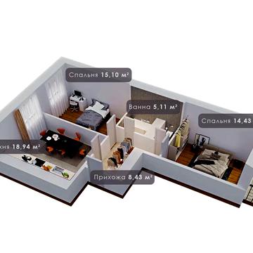 2-кімнатна квартира на етапі здачі у центральній частині міста