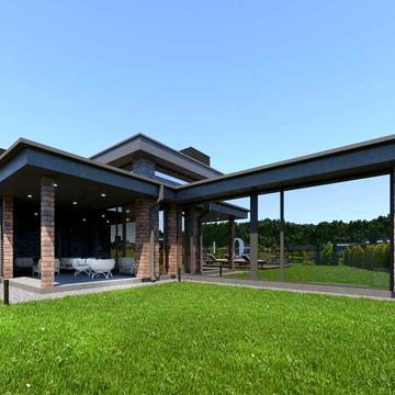 Будинок в стилі хай-тек на березі озера із власним виходом до води