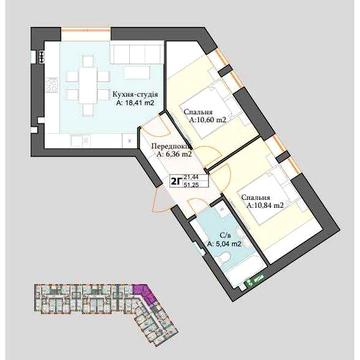 Двокімнатна квартира, єОселя ЖК Біла сакура