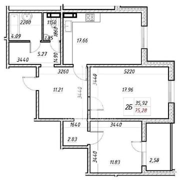 1 буд. 3 пов. ЖК Деснянский 2 кім. 75.28 м2 ЖК Деснянський